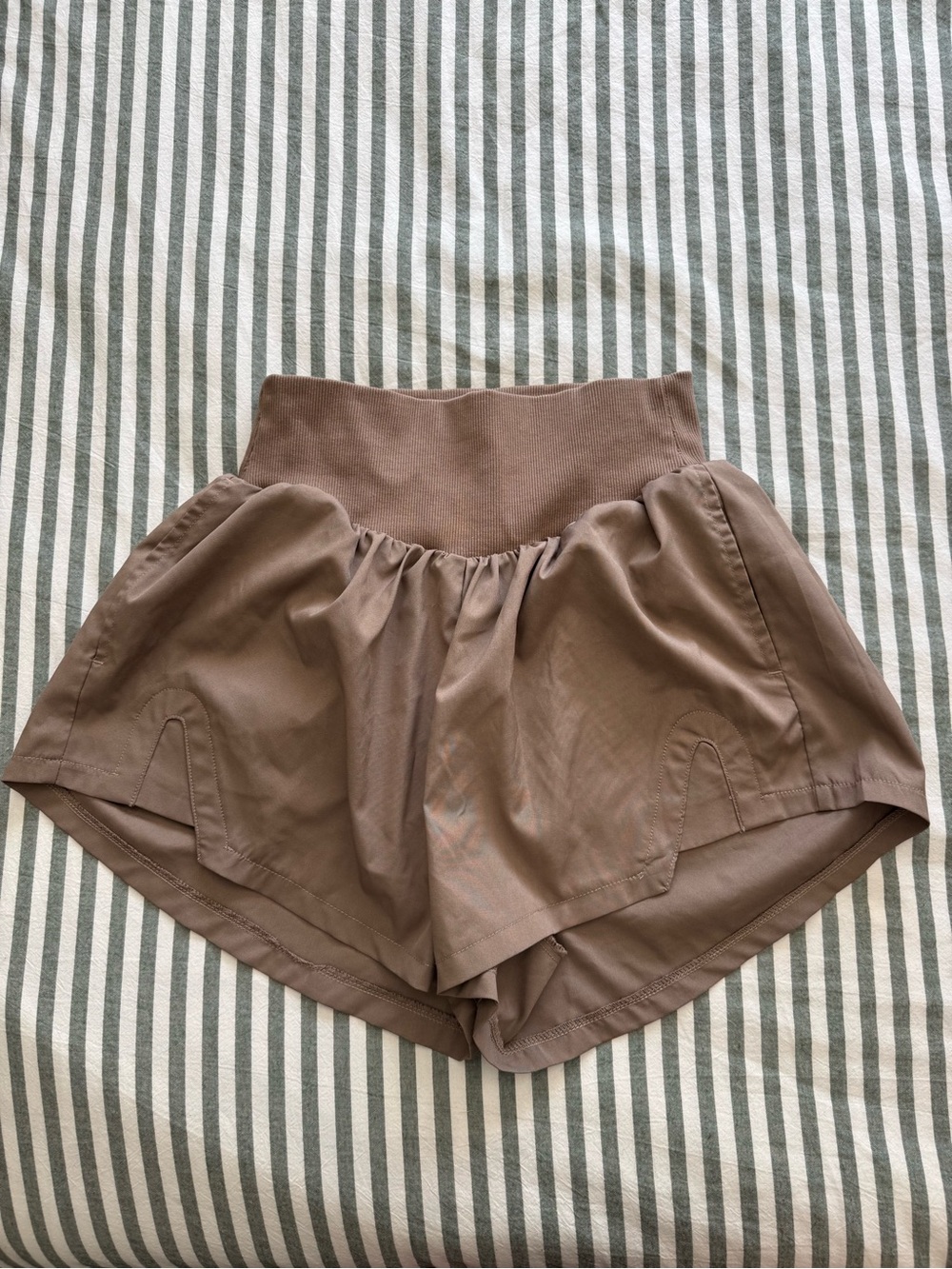 High-Waist Brown Women’s Athletic Shorts